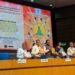 Left to right: Union Minister of State (Independent Charge) for the Ministry of Ayush, Shri Prataprao Ganpatrao Jadhav along with senior officials of the Ministry launches Professor Ayushman comic on Yoga in a media interaction at NMC, New Delhi