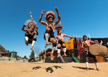 Zeliang Naga Tribesmen of Nagaland, India rehearsing their traditional dance
Photo by wiki commons