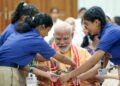 PM celebrates the festival of Raksha Bandhan with Childrens